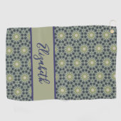 Groen Geometrisch patroon met aangepaste naam dame Golfhanddoek (Horizontaal)