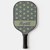 Groen Geometrisch patroon met aangepaste naam vrou Pickleball Paddle (Voorkant)