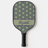 Groen Geometrisch patroon met aangepaste naam vrou Pickleball Paddle (Achterkant)