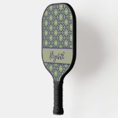 Groen Geometrisch patroon met aangepaste naam vrou Pickleball Paddle (Links)