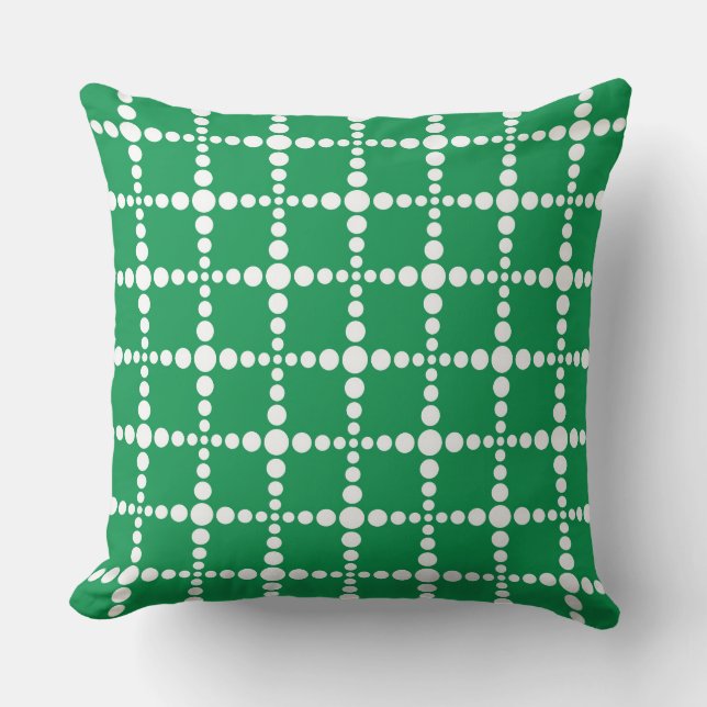 Groen geometrisch patroon: modern retro raster kussen (Voorkant)