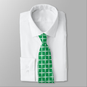 Groen geometrisch patroon: modern retro raster stropdas