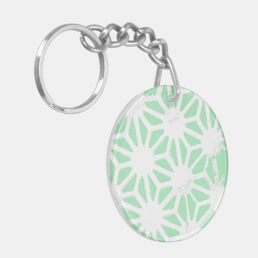 Groen geometrisch patroon sleutelhanger (Voorkant Links)