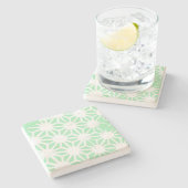 Groen geometrisch patroon stenen onderzetter (Zijkant)