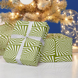 Groen Geometrisch Spiraal Patroon Inpakpapier