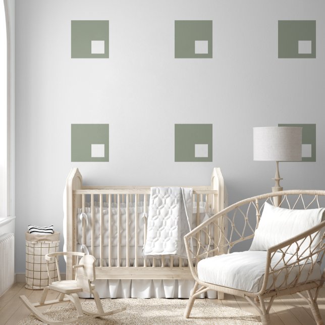 Groen Geometrisch Squares Wit Zee Schuimbehang Behang (Kinderen)