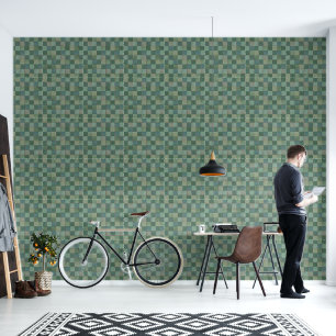 Groen geometrisch tegel patroon Vinyl Behang