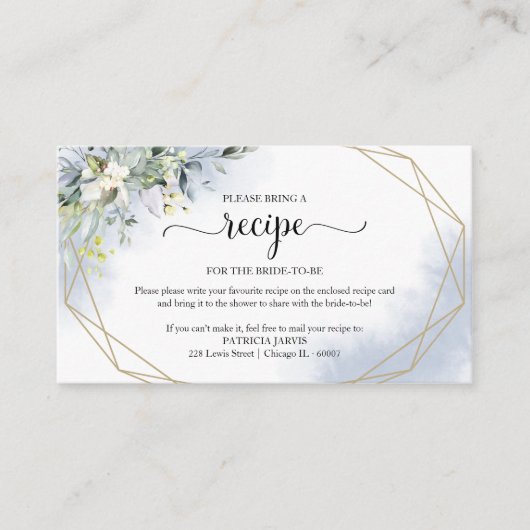 Groen Geometrisch Vrijgezellenfeest Recept Aanvraa Informatiekaartje (Voorkant)