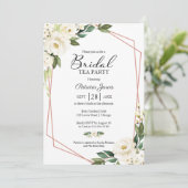Groen Geometrisch Wit Bloemen Bruids Thee Party I Kaart (Staand voorkant)
