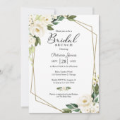 Groen Geometrisch Wit Bloemen Bruidsbrunch Kaart (Voorkant)