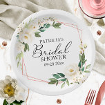 Groen Geometrisch Wit Bloemen Vrijgezellenfeest Pa Papieren Bordje<br><div class="desc">Groen Geometrisch Wit Bloemen Vrijgezellenfeest Papier Bord</div>