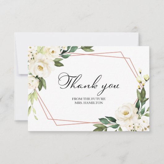 Groen Geometrisch Wit Vrijgezellenfeest Dank u Bedankkaart (Voorkant)