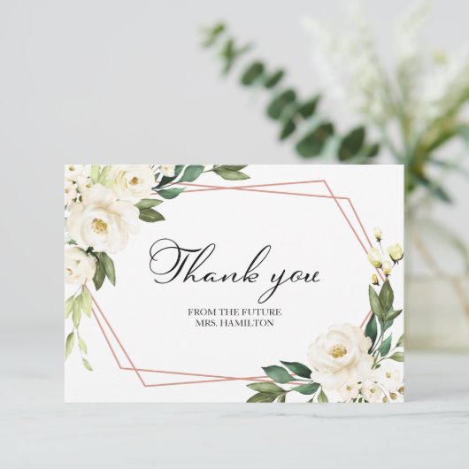 Groen Geometrisch Wit Vrijgezellenfeest Dank u Bedankkaart (Staand voorkant)