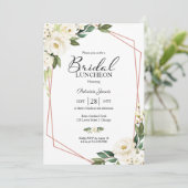 Groen geometrische bloemen bruids lunch uitnodigin kaart (Staand voorkant)