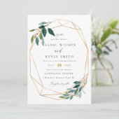 Groen Geometrische bruiloft Kaart (Staand voorkant)