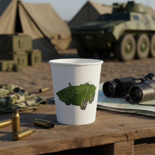Groen Gepantserd Militair Voertuig Papieren Bekers