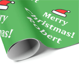 Groen gepersonaliseerd kerstinpakpapier cadeaupapier