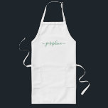 Groen Gepersonaliseerd manuscript naam volwassen s Lang Schort<br><div class="desc">Maak een stijlvolle statement op uw botanische sappige werkplaats of kookles met onze elegante "Green Personalized Script Name Adult Schort"! Ontworpen om indruk te maken, zijn deze gepersonaliseerde schorten de perfecte weggeefactie om uw gasten te verrassen en een blijvende indruk achter te laten. Het schort heeft een betoverende groene kleur...</div>