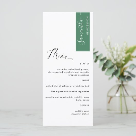 Groen Gepersonaliseerd met het Elegant Menu van de (Staand voorkant)