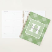 Groen gepersonaliseerd monogram en naam planner (Display)