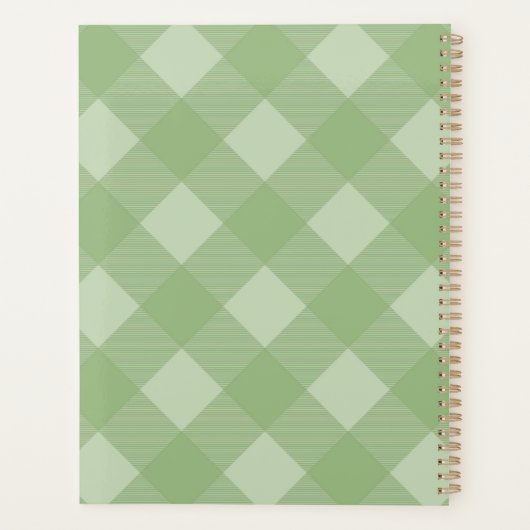 Groen gepersonaliseerd monogram en naam planner (Achterkant)