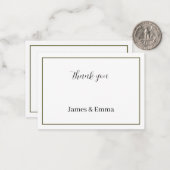 Groen gepersonaliseerde bruiloft Dank u Notitiekaartje (Voorkant / Achterkant in situ)