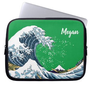 Groen Gepersonaliseerde Grote Golf van Kanagawa Laptop Sleeve