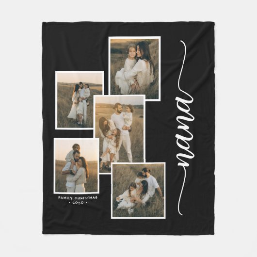 Groen Gepersonaliseerde Nana Grandkid 5 Fotocollag Fleece Deken (Voorkant)