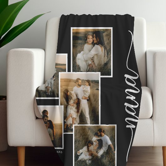 Groen Gepersonaliseerde Nana Grandkid 5 Fotocollag Fleece Deken