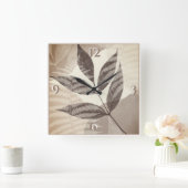 Groen geperst blad Beige tinten Modern Vierkante Klok (Huis)