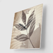 Groen geperst blad Beige tinten Modern Vierkante Klok (Hoek)