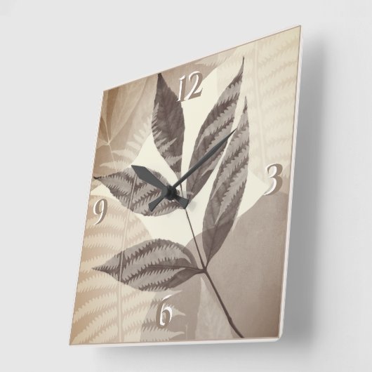 Groen geperst blad Beige tinten Modern Vierkante Klok (Hoek)