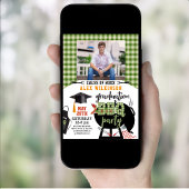 Groen geplakt Afstuderen BBQ Party fotouitnodiging Kaart