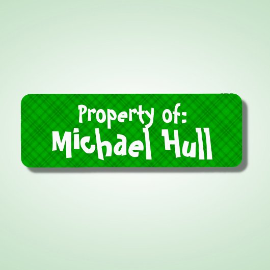 Groen geplakt "Bezit van:" Etiket