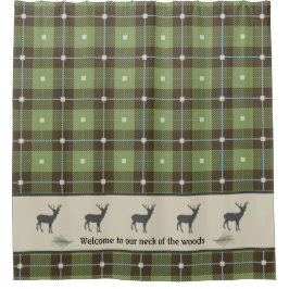 Groen geplakt deer Cabin Shower Curtain Douchegordijn