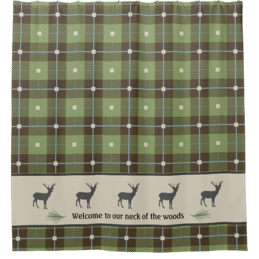 Groen geplakt deer Cabin Shower Curtain Douchegordijn (Voorkant)