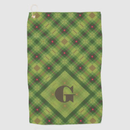 Groen geplakt Grote Aangepaste Monogram Kerstmis Golfhanddoek