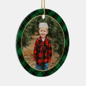 Groen geplakt kerstscript foto-versiering keramisch ornament (Rechts)