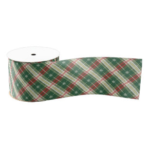 Groen geplakt met wit, goud en rood grosgrain lint