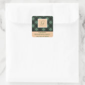 Groen geplakt monogram retour adres vierkant zegel (Tas)