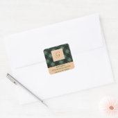 Groen geplakt monogram retour adres vierkant zegel (Envelop)
