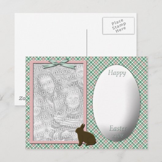Groen geplakt Pasen Foto Template Feestdagenkaart (Voorkant / Achterkant)