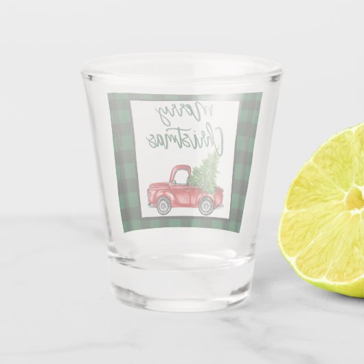 Groen geplakt penseel  kerstmis met  shot glas (Achterkant)