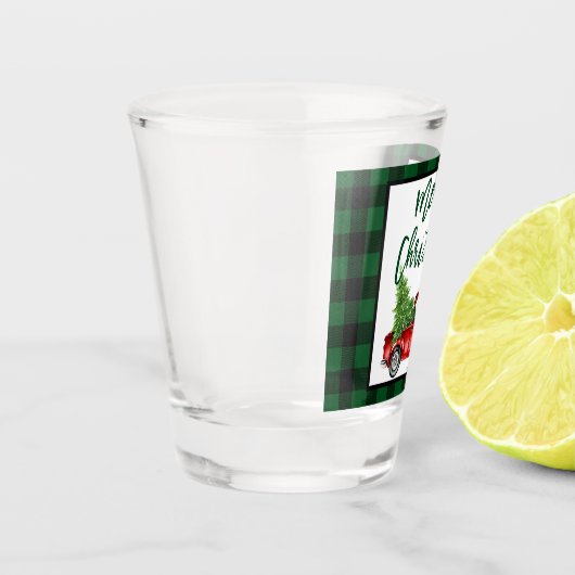 Groen geplakt penseel kerstmis met shot glas (Links)