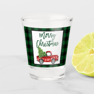 Groen geplakt penseel kerstmis met shot glas