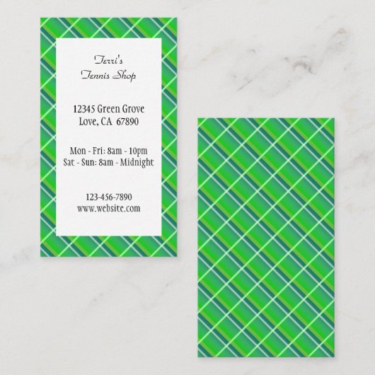 Groen geplakt preppy bewerkbaar klein Visitekaartj Visitekaartje (Voorkant / Achterkant)