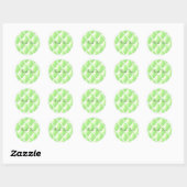 Groen Gequilteerd Diamantpatroon Ronde Sticker (Vel)