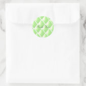 Groen Gequilteerd Diamantpatroon Ronde Sticker (Tas)