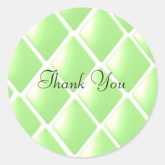 Groen Gequilteerd Diamantpatroon Ronde Sticker (Voorkant)