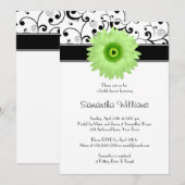 Groen Gerbera Daisy Black Scroll Vrijgezellenfeest Kaart (Voorkant / Achterkant)